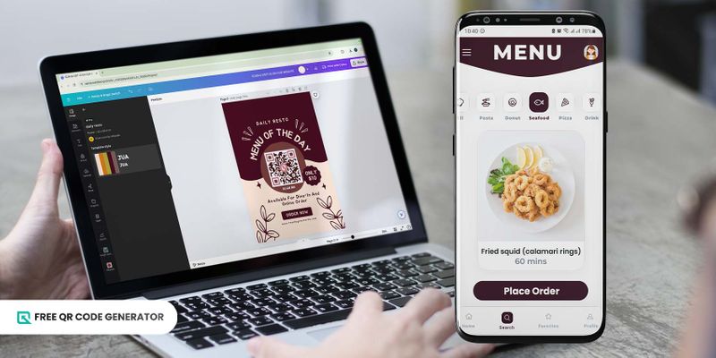 Menu QR code on canva