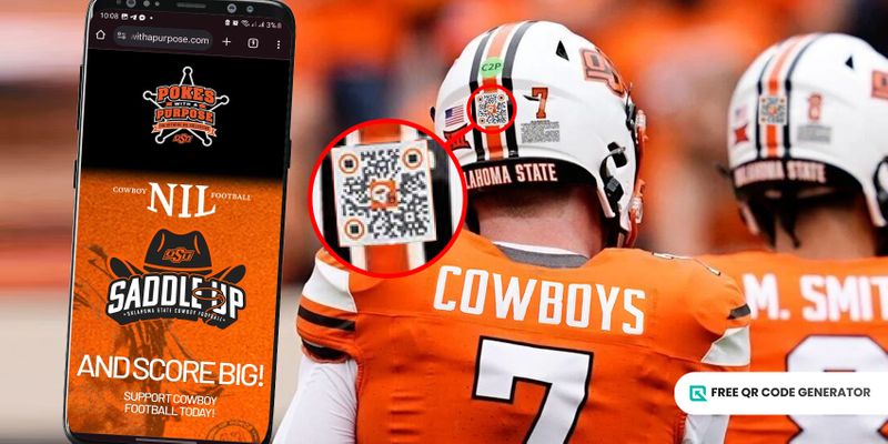 Donation QR code on NIL helmet NIL QR code on helmet