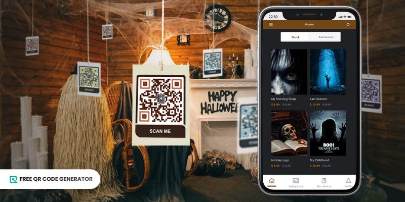 Halloween audio book with QR code Audio book QR code for halloween