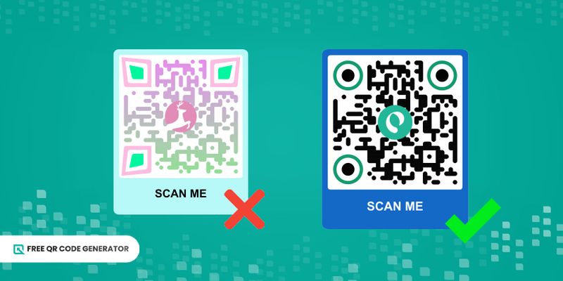 Incorrect QR code color contrast Proper QR code colors