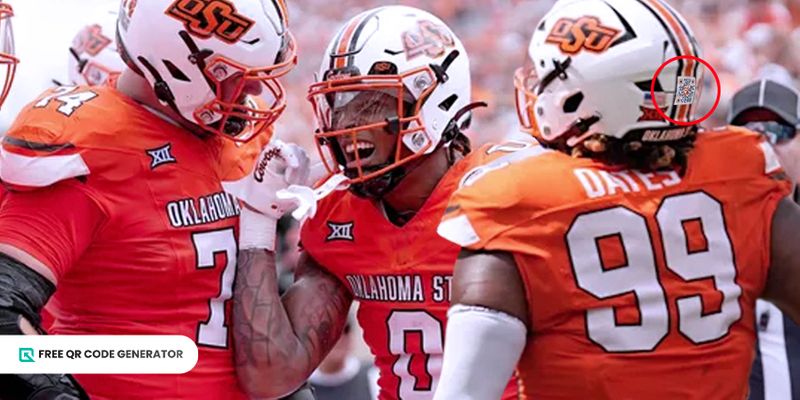 QR code on OSU football team OSU football helmet QR code