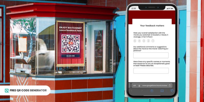 Feedback and review QR code for movie Movie review QR code
