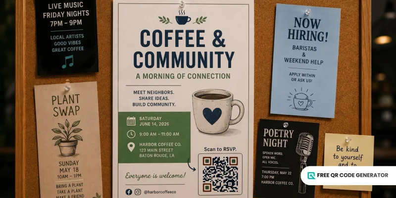 Events flyers with QR code