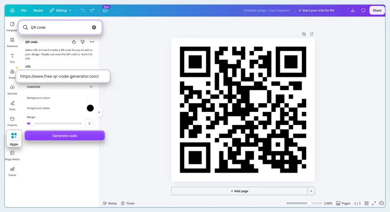 Create free QR code with canva Generate free QR code